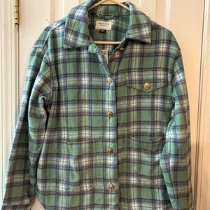 American Eagle Blue and Green Plaid Shirt